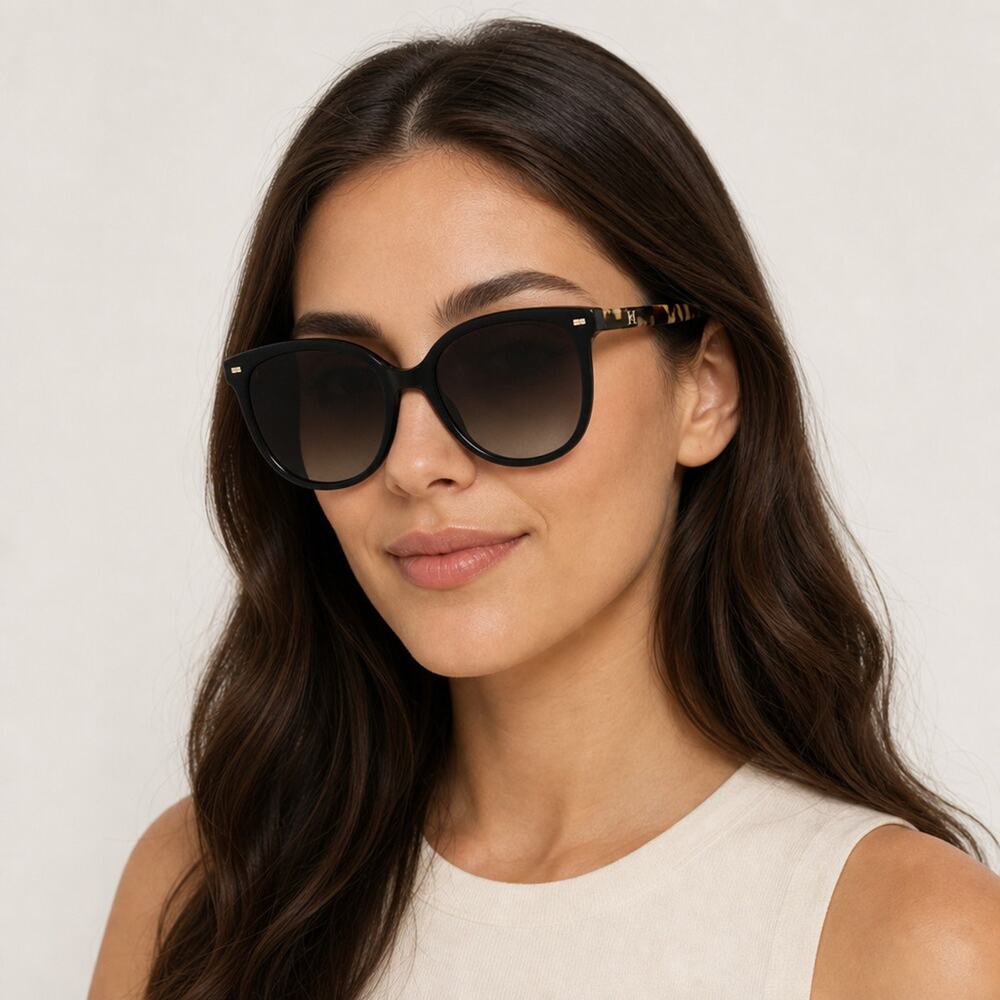 NEW Carolina Herrera HER 0136/S 0WR7HA Shiny Black/Havana Sunglasses authentic